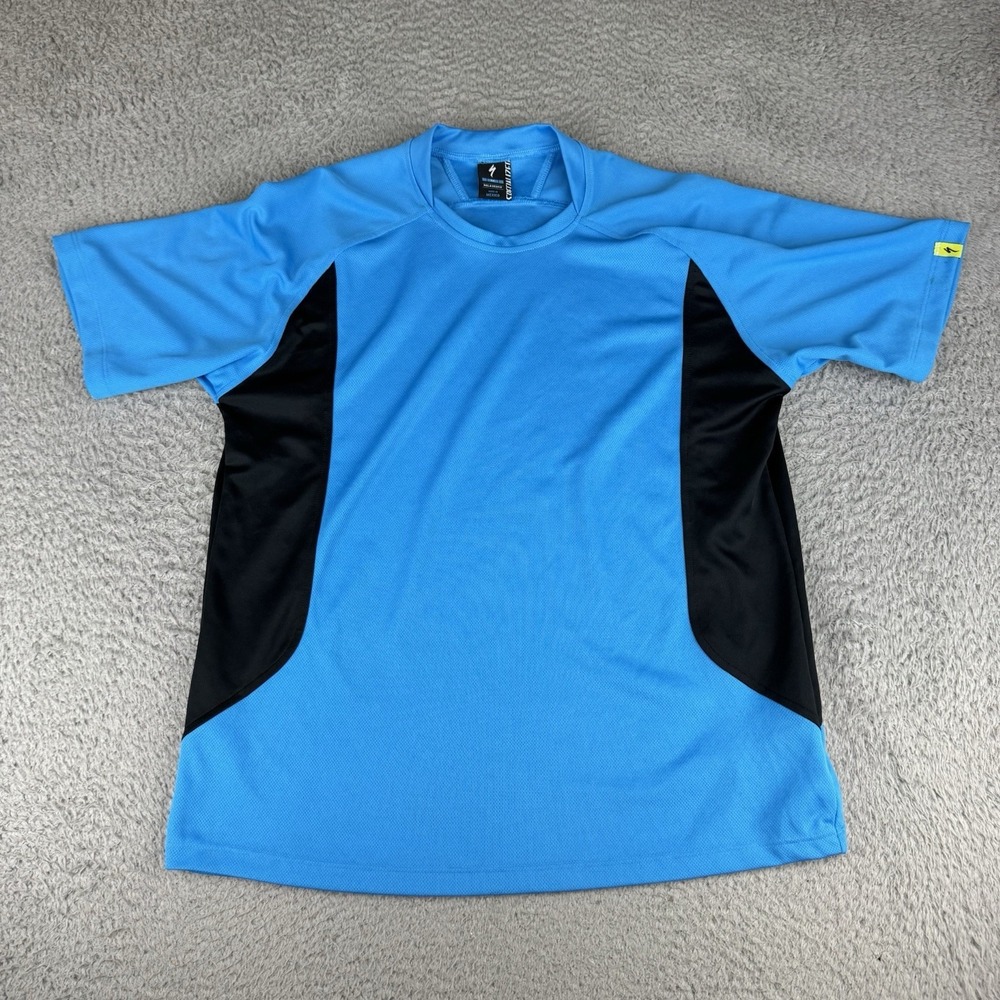 Vintage 90s Specialized Bicycles Bikes Atlas‎ Polyester T shirt Medium BLue